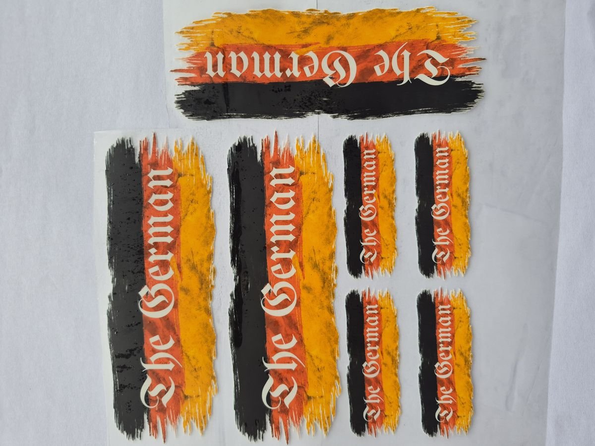 DTF transfer sheet with restaurant logos
